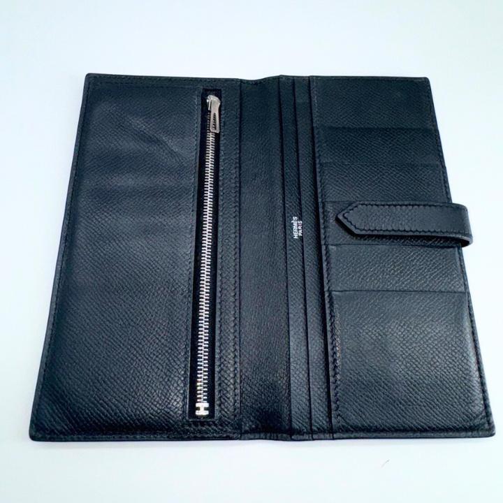 極美品】HERMES エルメス べアンクラシック 黒 □J刻印 長財布 極美品】HERMES エルメス べアンクラシック 黒 □J刻印 長財布