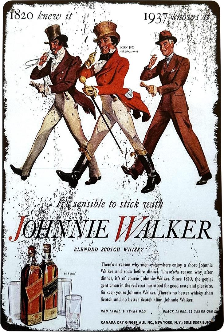 ジョニーウォーカー Johnnie Walker ブリキ看板 20cm×30cm