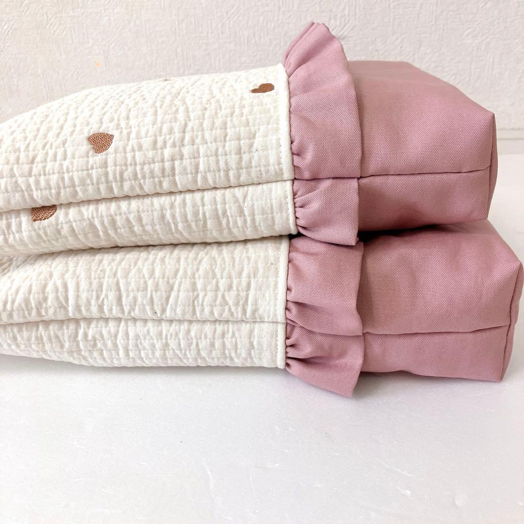 レッスンバッグ 上履き入れ　ヌビ　ハート刺繍