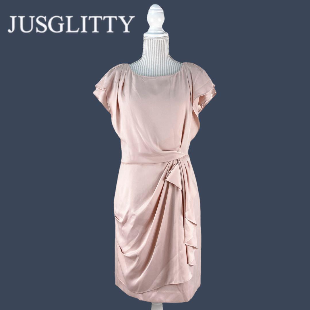 06T678☆JUSGLITTY リボンアシメラッフル ワンピース ドレス 春夏