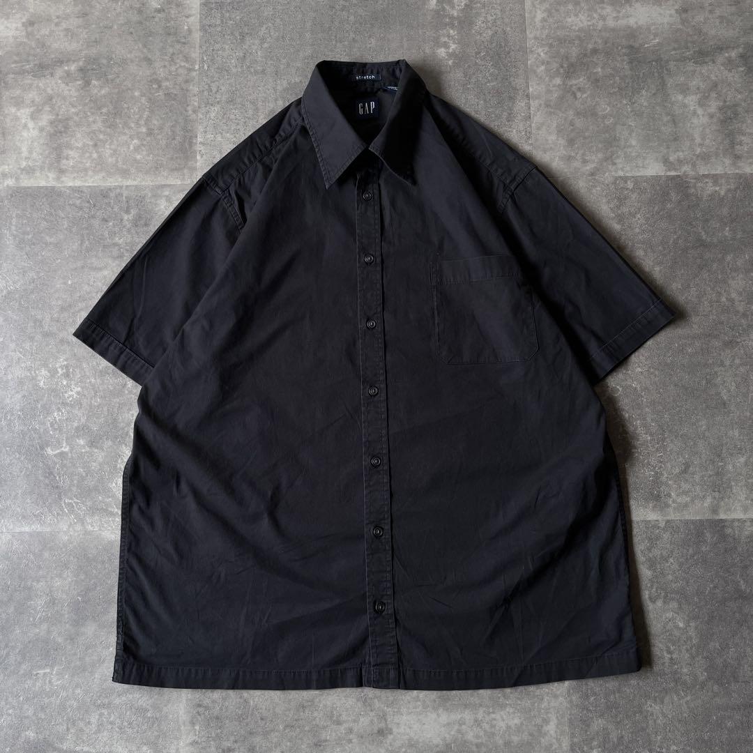 2000年製 OLD GAP 半袖シャツ 無地XXL ボックス 黒 A336