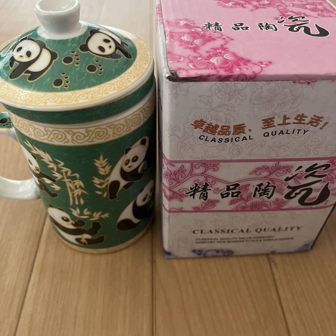 パンダデザイン 茶漉し付きマグカップ