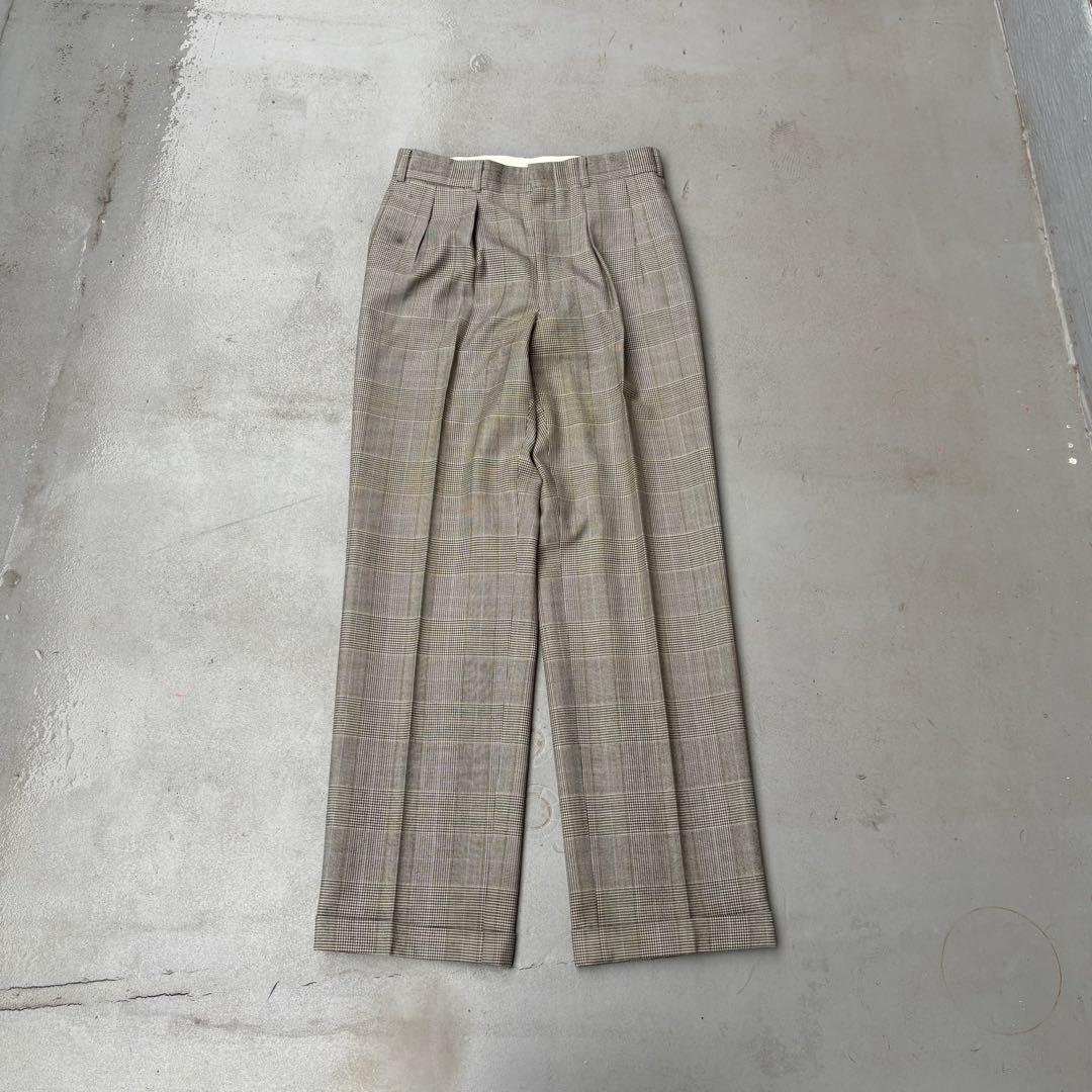 90s CHAPS Ralph Lauren グレンチェック スラックス 無地L Polo By Ralph Lauren