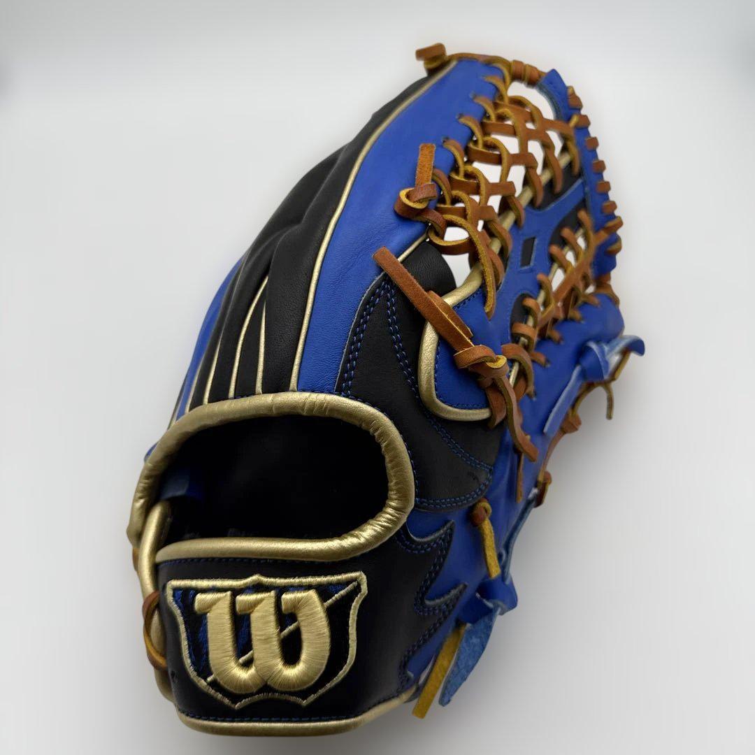 【✨極美品】Wilson ウィルソン 軟式グローブ 外野手用青×黒 ゴールドロゴ