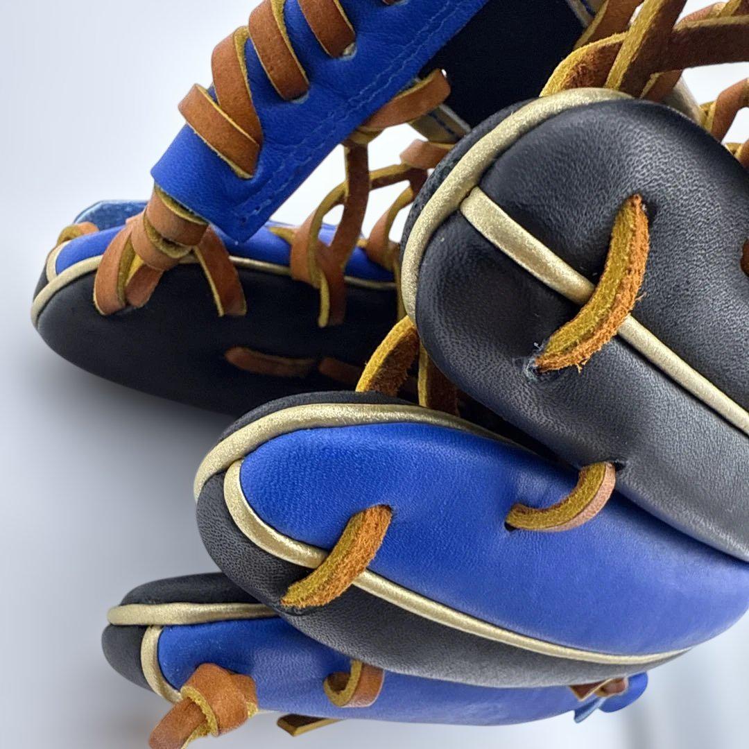 【✨極美品】Wilson ウィルソン 軟式グローブ 外野手用青×黒 ゴールドロゴ