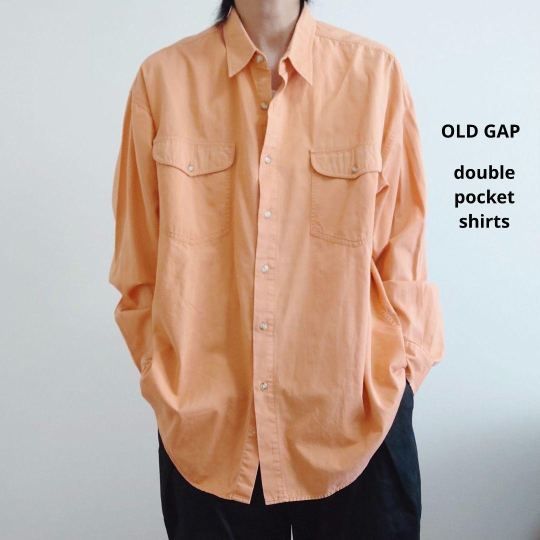 OLD GAP ダブルポケットコットンシャツ XL オレンジ 旧タグ 古着