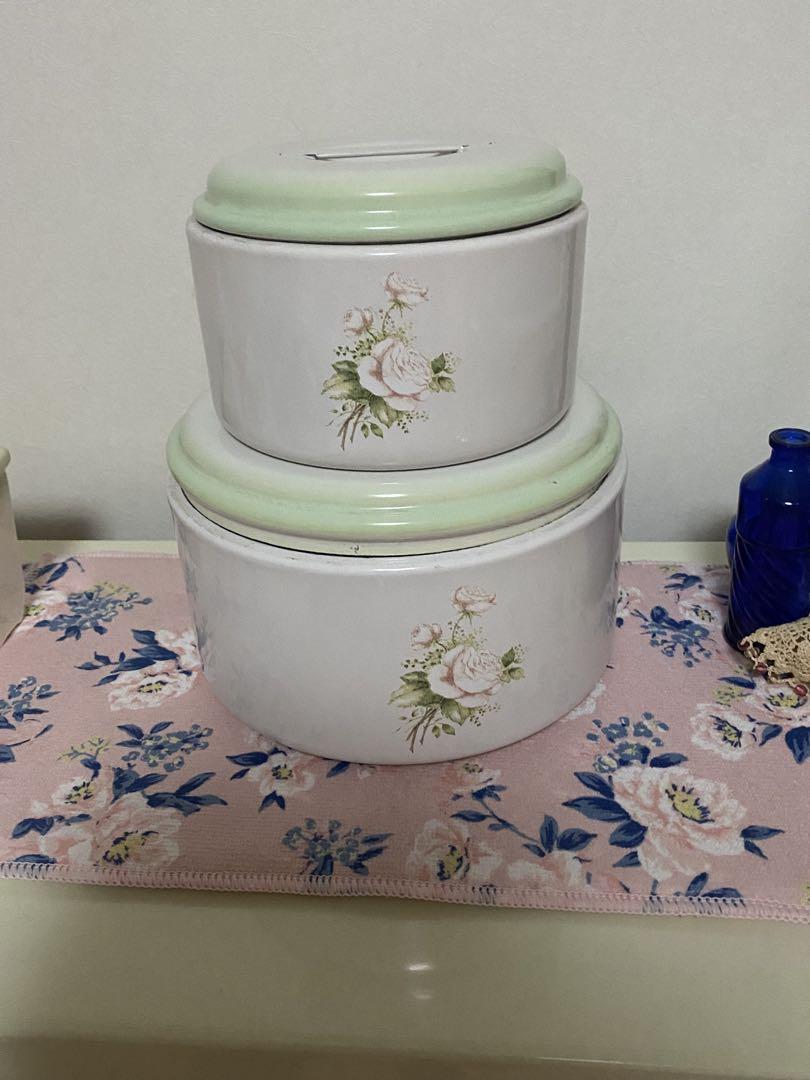 imane 花柄陶器収納容器セット　イマン　置き物