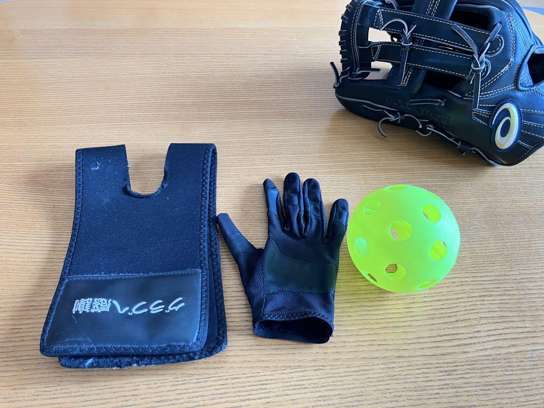 美品・即戦・軽量！アシックス左投・外野用・硬式グローブ　投手のサブグローブに