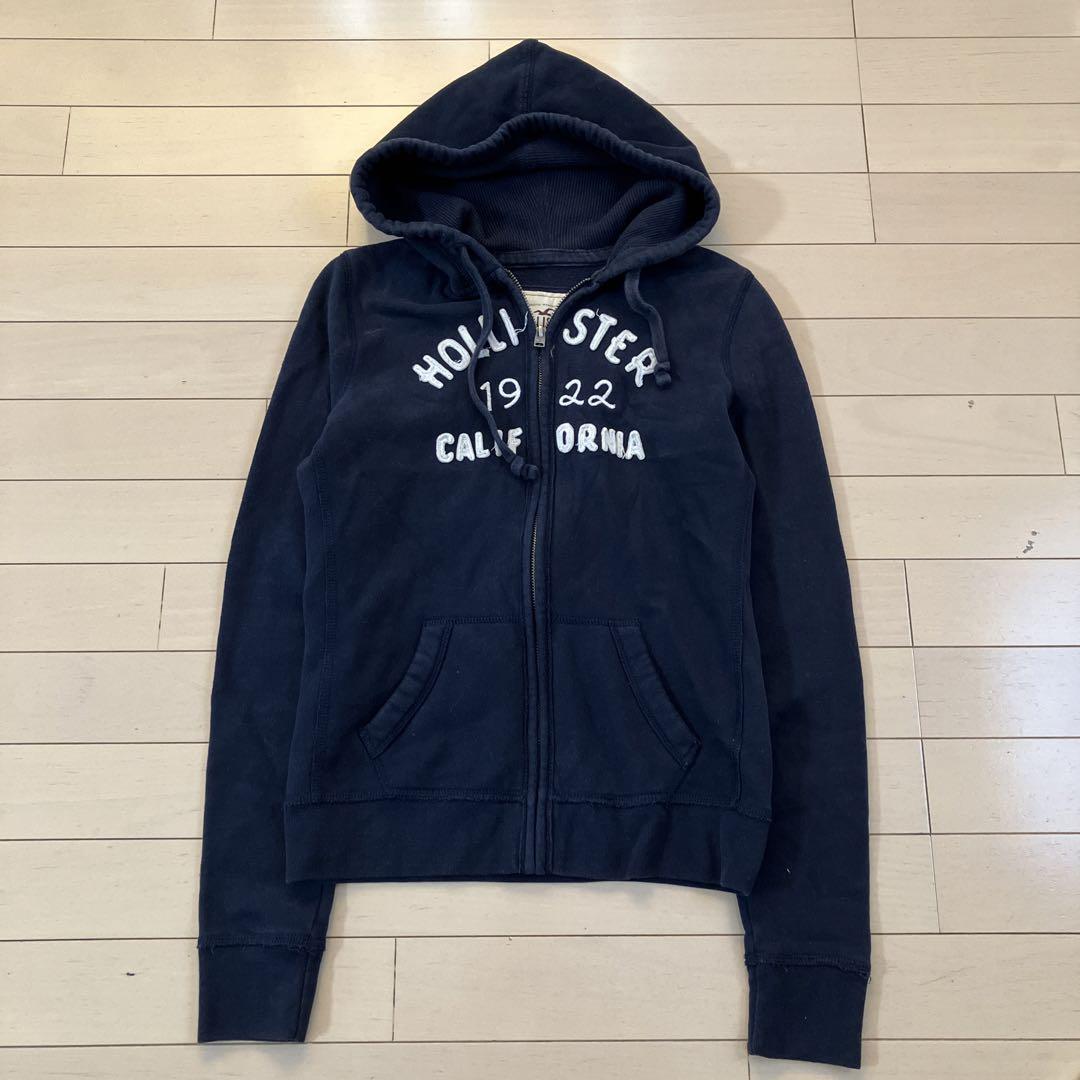 3.14 HOLLISTER ホリスター ジップアップパーカー ネイビー 刺繍M