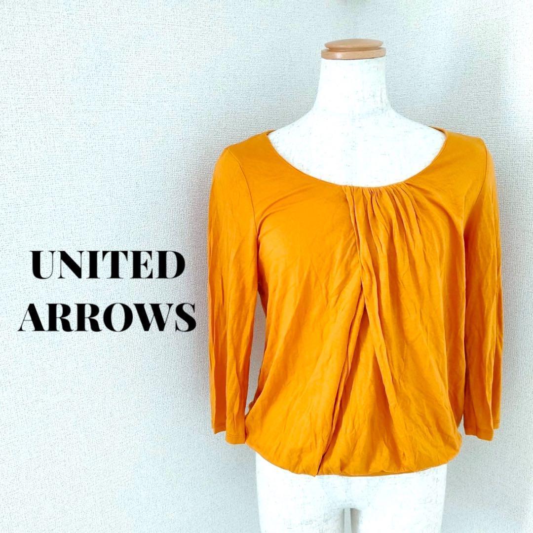 ユナイテッドアローズ　オレンジブラウス UNITED ARROWS ブラウス シャツ コットン タック カフタン