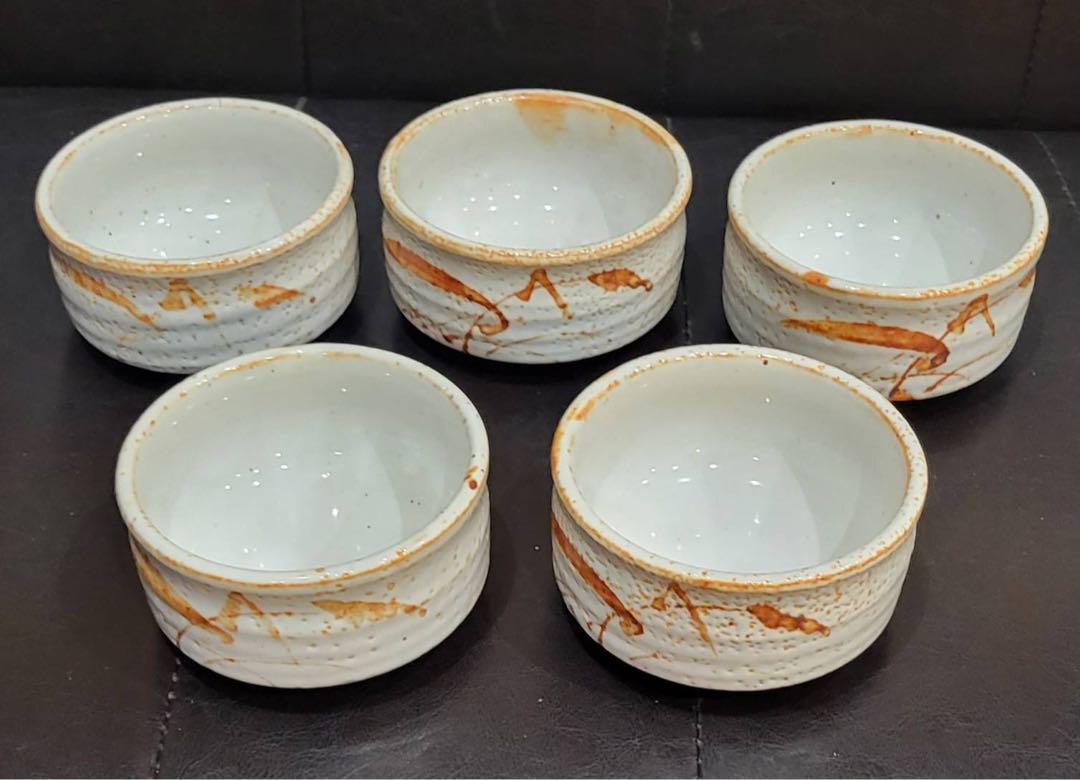 【未使用品】志野焼武山作茶碗５客セット陶器