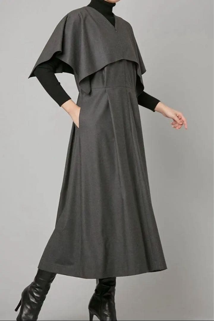 アドーア ウールサキソニーケープジャンパースカートM・ADORE