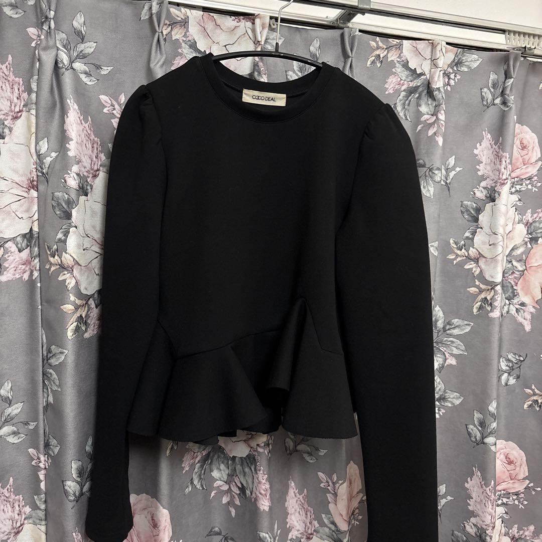 【美品】COCO DEAL アシメペプラムブラウス BLK