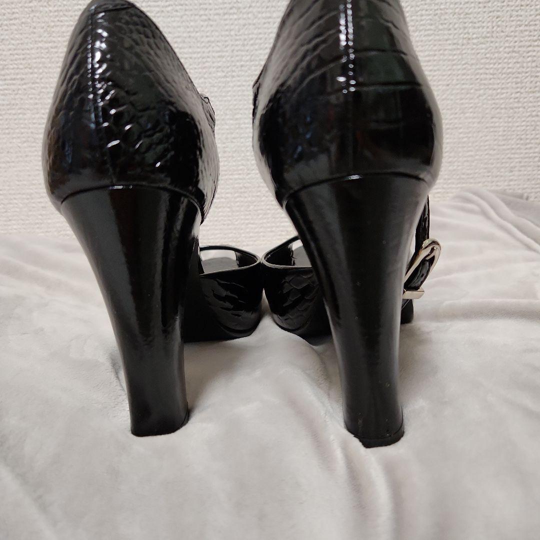【美品】DIANA ダイアナ　オープントゥ　サンダル　ヒールサンダル ブラック ブラックオープントゥサンダル 24.5cm ダイアナ - メルカリ