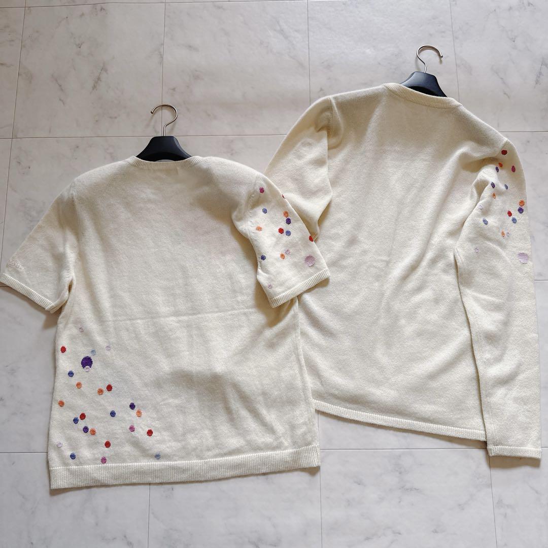 美品✨レオナール カシミヤシルク アンサンブル フラワー刺繍