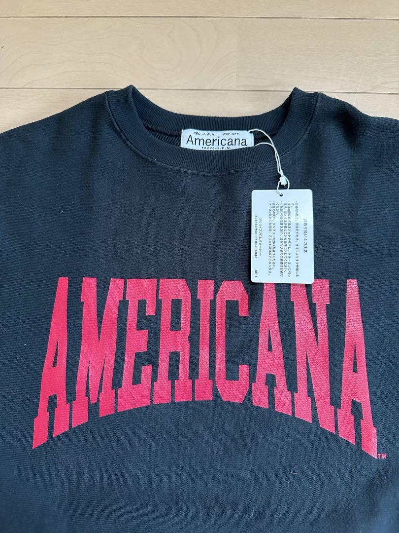 Americana トレーナー 黒 赤文字 AMERICANA レディース