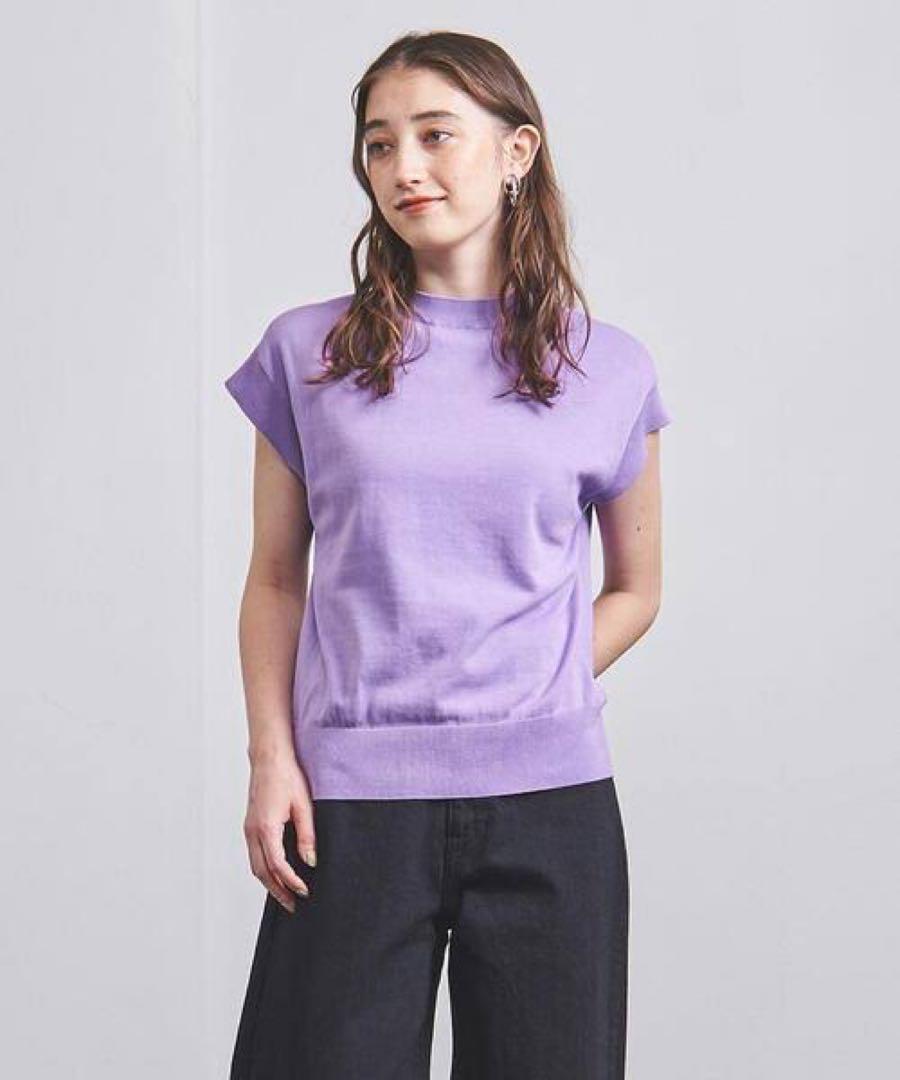 極美品 UNITED ARROWS 2024SS Cボトルネックニット パープル