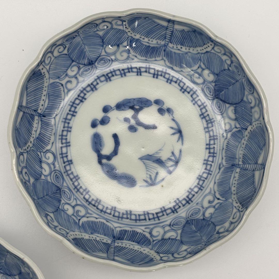 【古伊万里】染付なます皿 蝶唐草紋 /丸窓松竹梅 [当時物/骨董品] DSC_0653.jpg