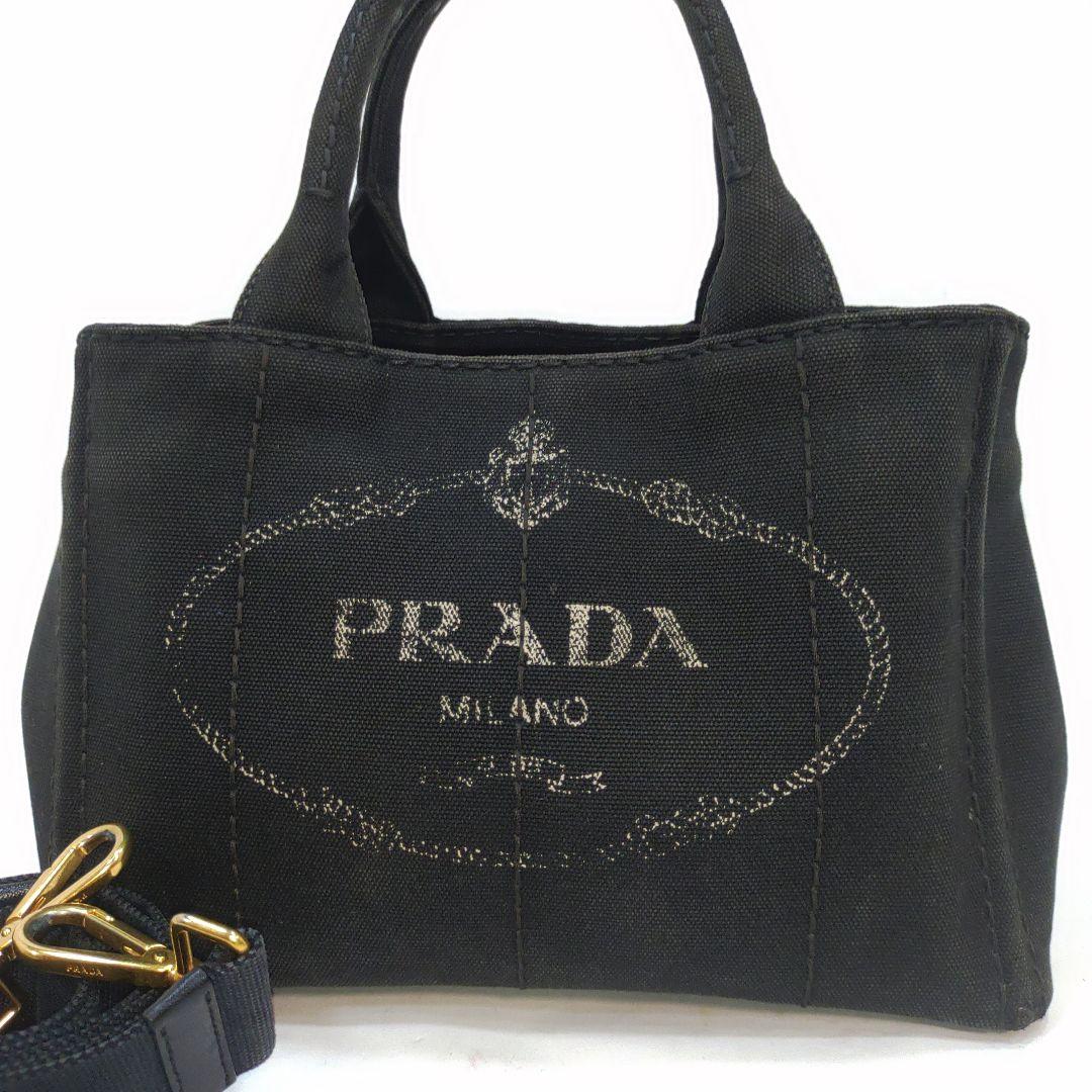 プラダ カナパ S ハンドバッグ 2way ショルダー キャンバス 黒