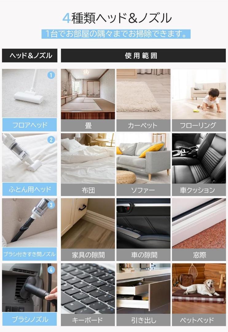 新品✨掃除機 コードレスクリーナー 軽量 サイクロン スティッククリーナー 白