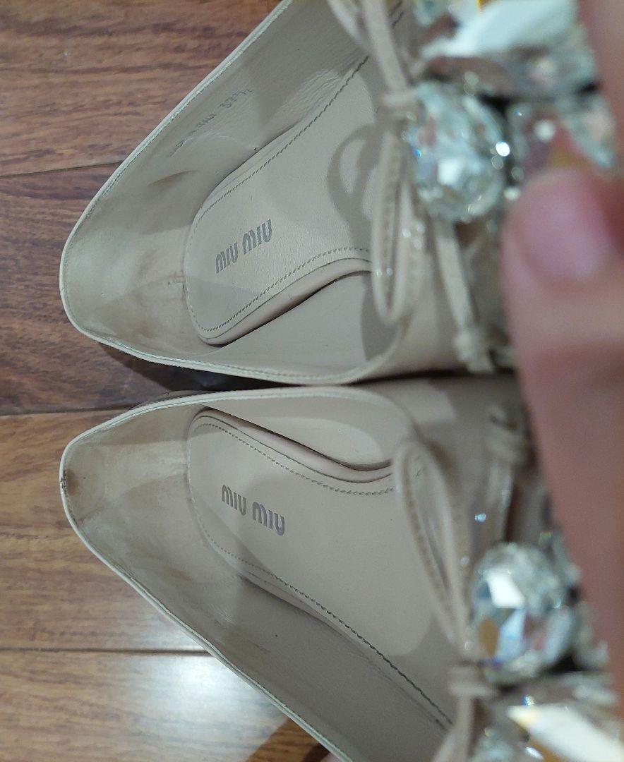MIUMIU　ビジュフラットシューズ　37.5(エコメルカリ便)