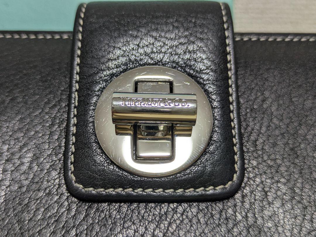 TIFFANY＆Co. レザー ターンロック 長財布 黒/ティファニー ブルー