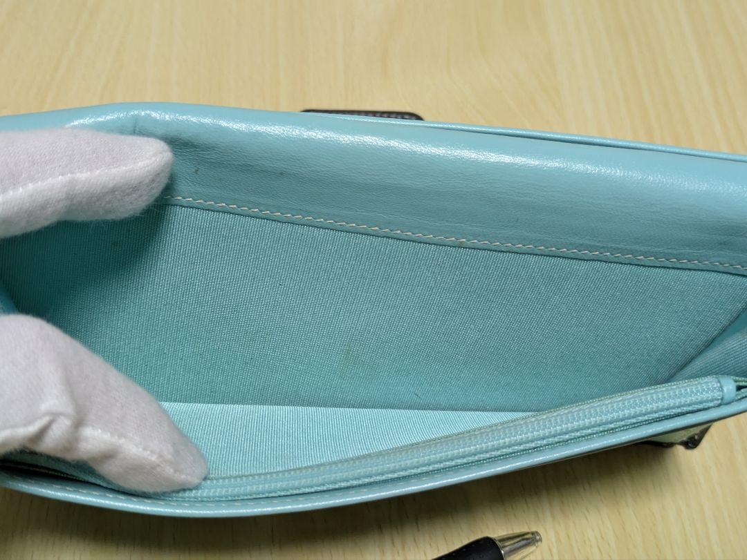 TIFFANY＆Co. レザー ターンロック 長財布 黒/ティファニー ブルー