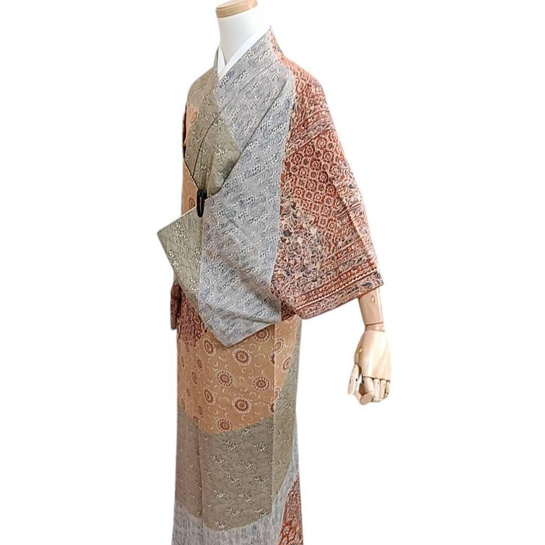 華 落款 小紋 花柄 洋風 花輪 茶 緑 青 - メルカリ
