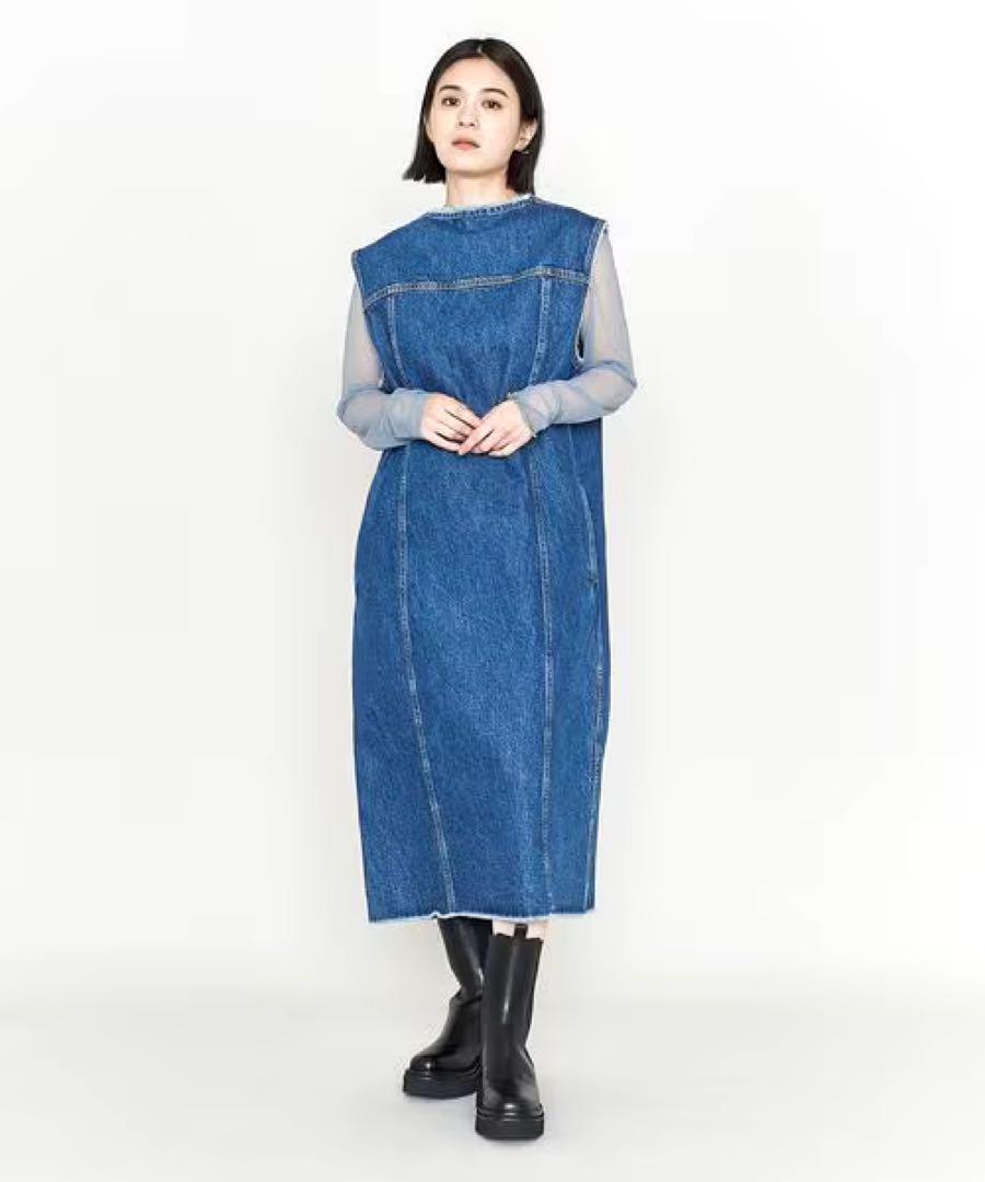 新品未使用＜ASTRAET＞デニム クルーネック ノースリーブワンピース