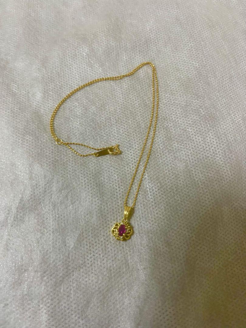 K18ネックレス ルビー 18金 40.5㎝ 2.36g