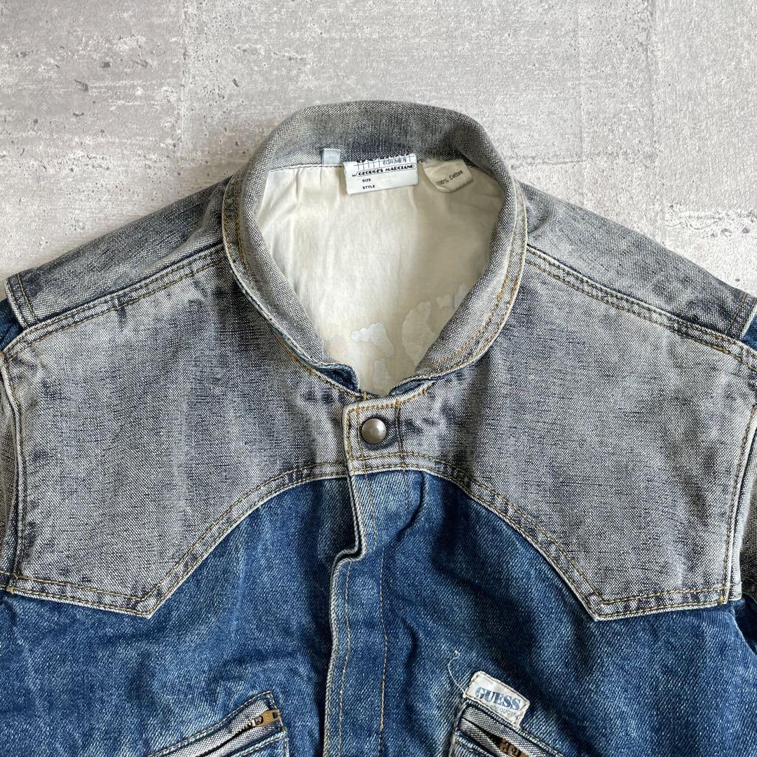 90's vintage GUESS 切替 スタンドカラー デニムジャケット M