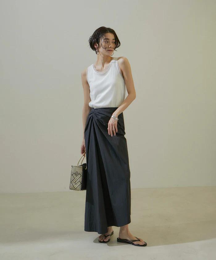 割引 今季 SALON adam et ropé アシンメトリードレープスカート スカート