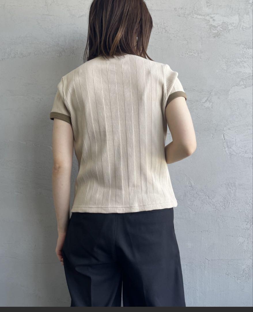 FRED PERRYランダムリブ ワンポイントロゴ刺繍 リンガーTシャツ