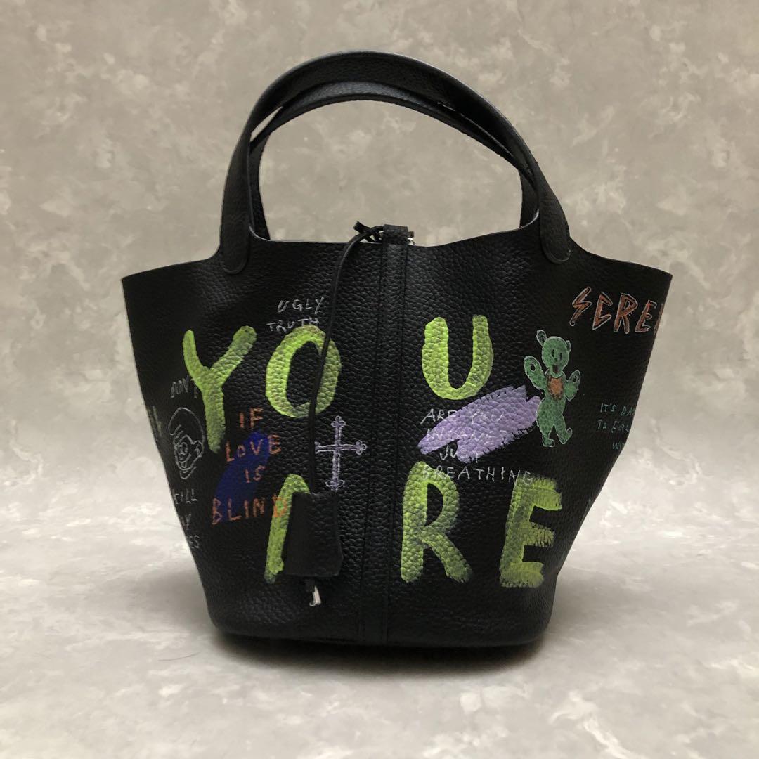 ★極美品★ゲルニカ ハンドバッグ ブラック 黒 ペイント レザー 南京錠 パンク 画像4