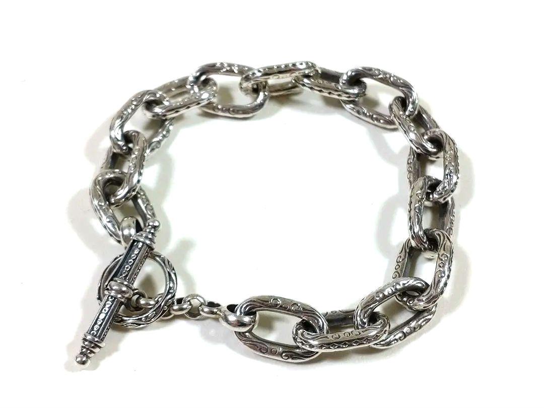はし ①GEROCHRISTO 18cm 彫刻925シルバーリングブレス