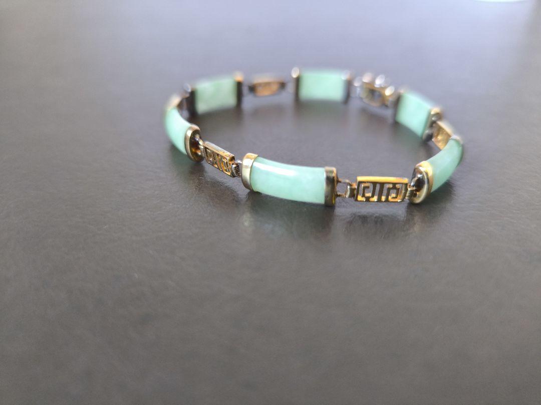 925　スターリング　シルバー　翡翠 Jade ヒスイ 金色 ヴィンテージ