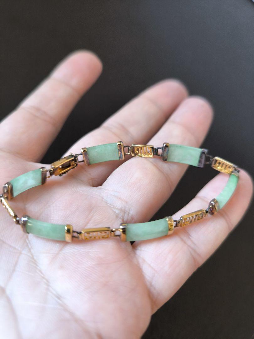 925　スターリング　シルバー　翡翠 Jade ヒスイ 金色 ヴィンテージ
