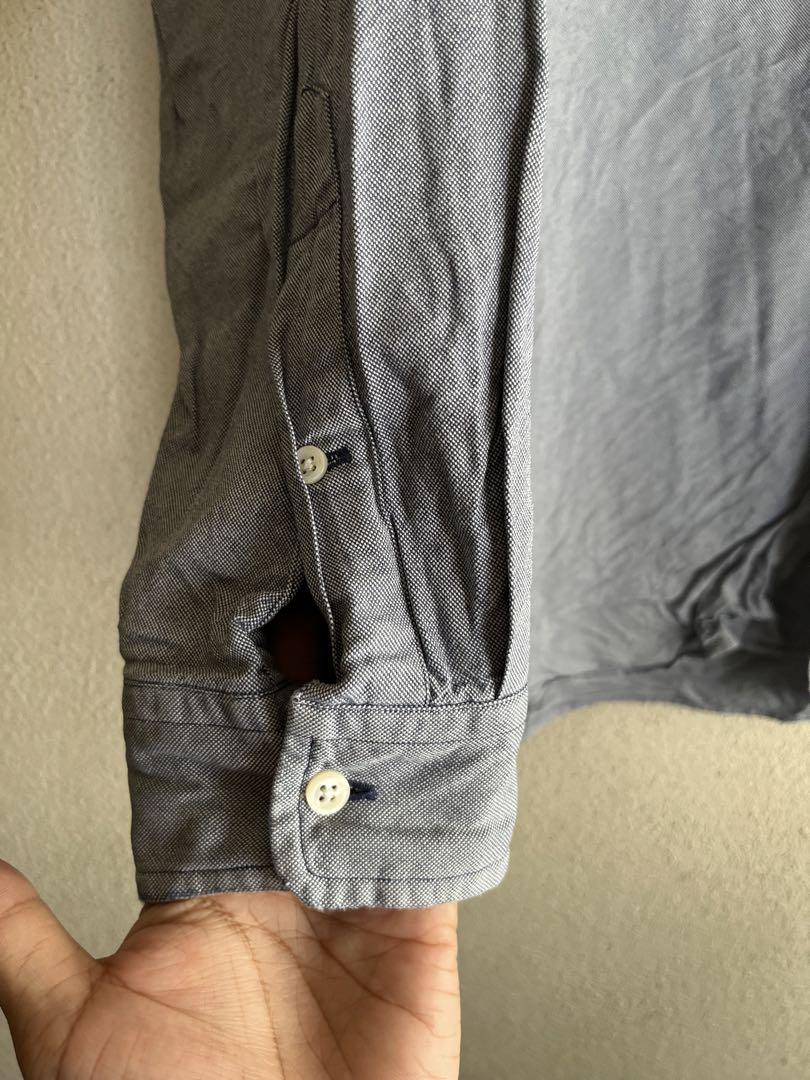 90s RALPH LAUREN 長袖シャツ　ビッグオックスフォード　裾ロゴ　L