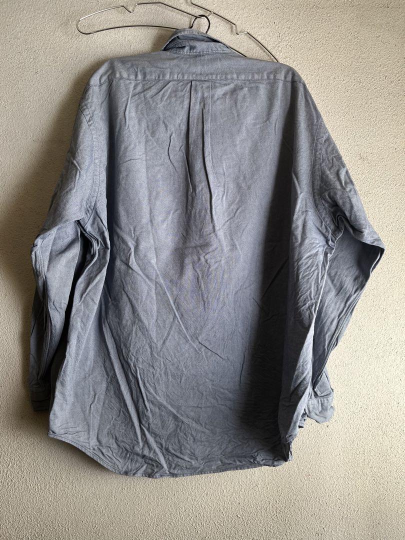 90s RALPH LAUREN 長袖シャツ　ビッグオックスフォード　裾ロゴ　L