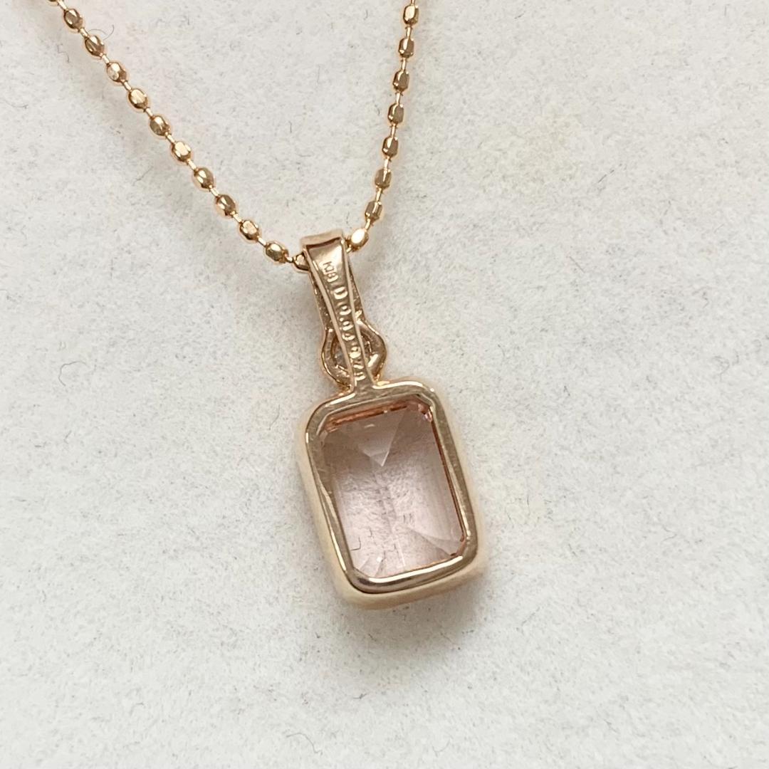 新品 モルガナイト ダイヤモンド ネックレス 0.78ct K18PG
