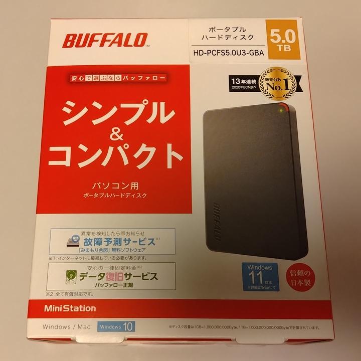 【1時間使用】BUFFALO HDD 5TB HD-PCFS5.0U3-GBA