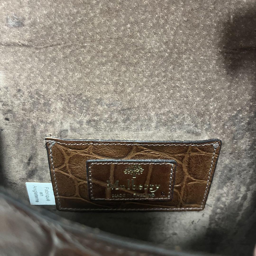 美品】Mulberry マルベリー ハンドバッグ クロコ型押し ゴールド