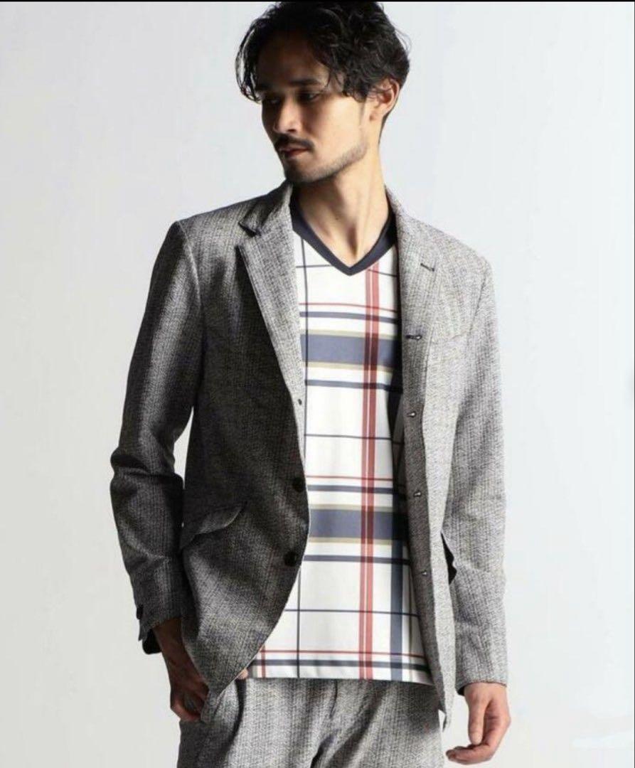 NICOLECLUBFORMEN シアサッカー ジャケット パンツ セットアップ NICOLECLUBFORMEN シアサッカー ジャケット パンツ セットアップ