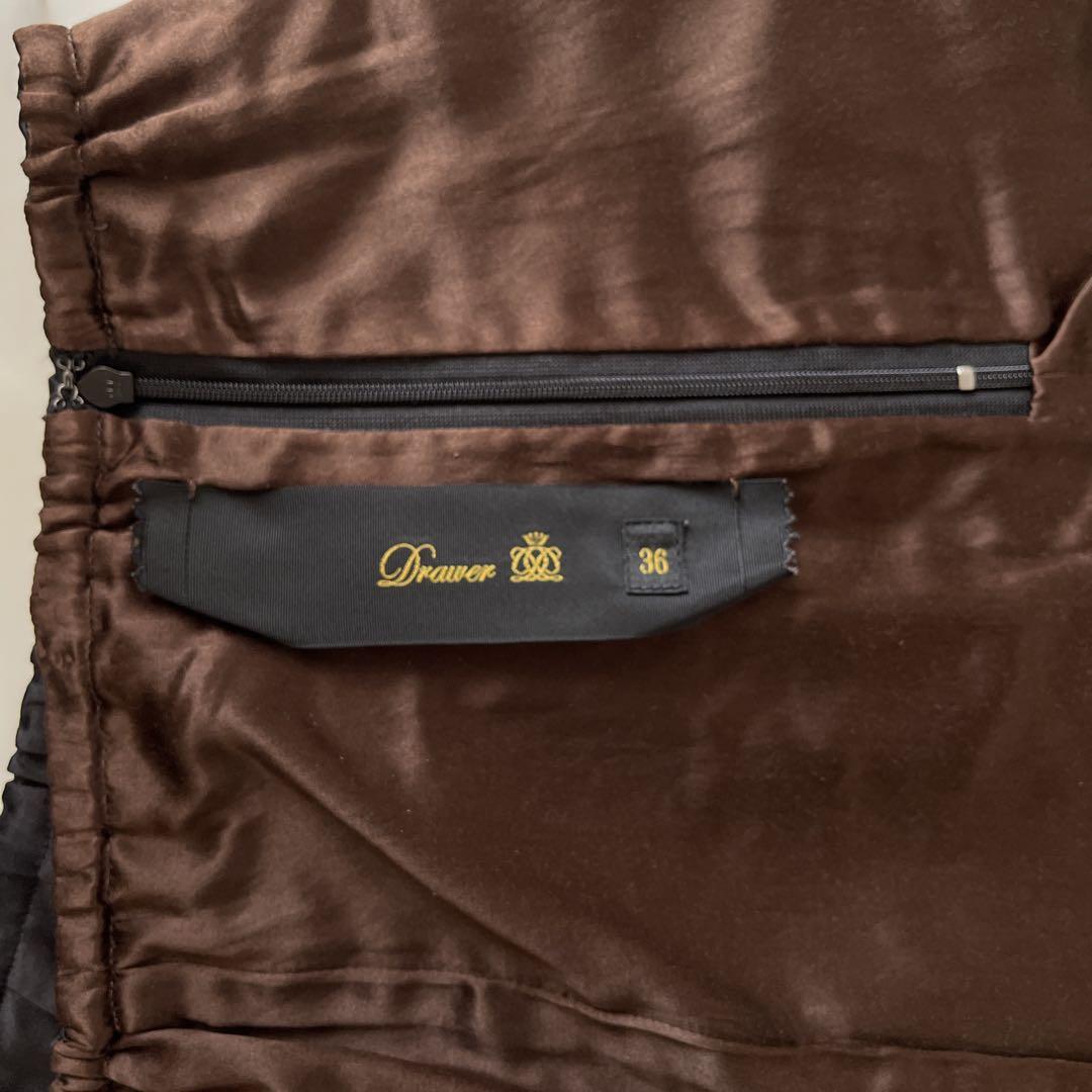 未着用☆定価7万円☆ドゥロワーシルク混ツイードスカート☆ブラック４０サイズ Drawer / ドゥロワー | ウール シルク リバーシブル ラップ