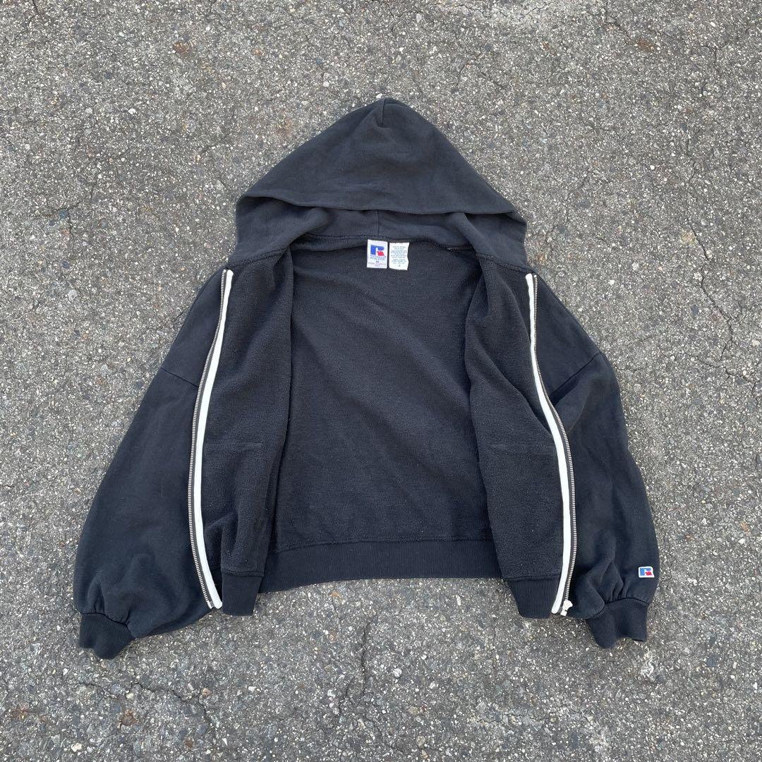 90s russell ジップパーカー M 黒 ブラック 古着