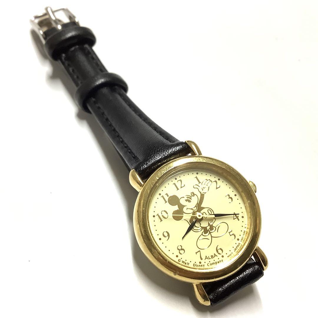 レトロ希少品、電池＆ベルト交換済み】セイコー ALBA ミッキー