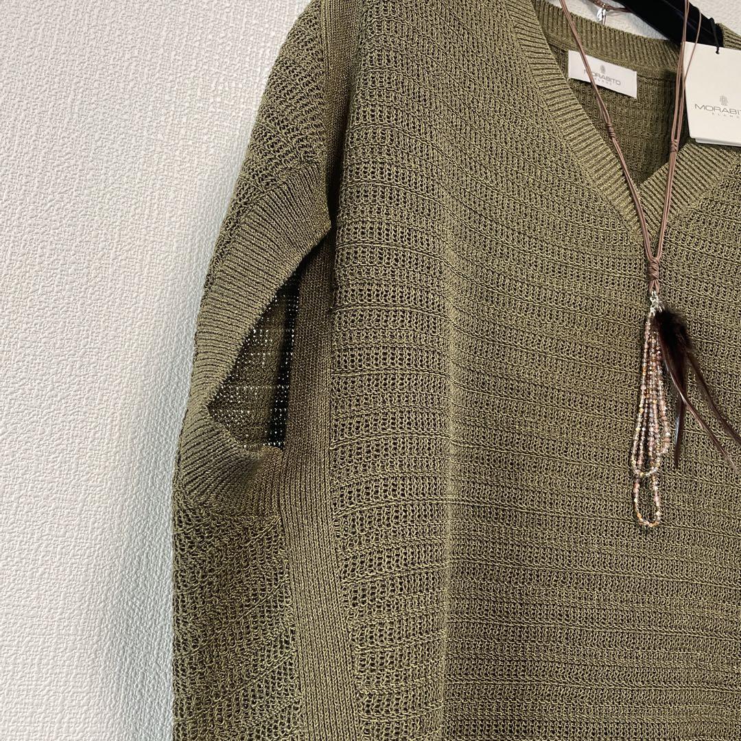 新品　モラビト   ニットチュニック　大きめサイズ　カーキ