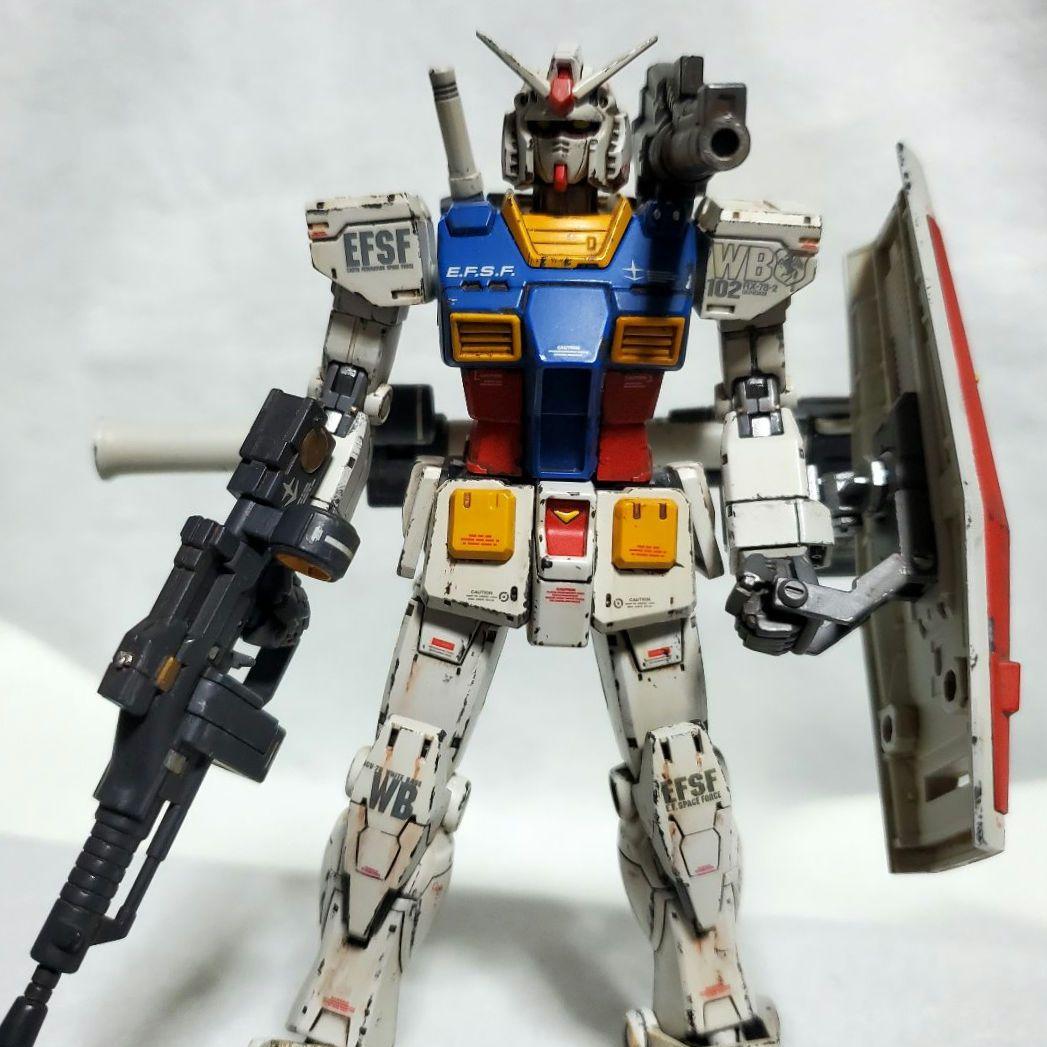 全塗装 完成品 ＨＧ 1/144 ガンダム ジ・オリジン ウェザリング塗装 HG 1/144 RX-78-02 ガンダム(GUNDAM THE ORIGIN版)(全塗装) - の