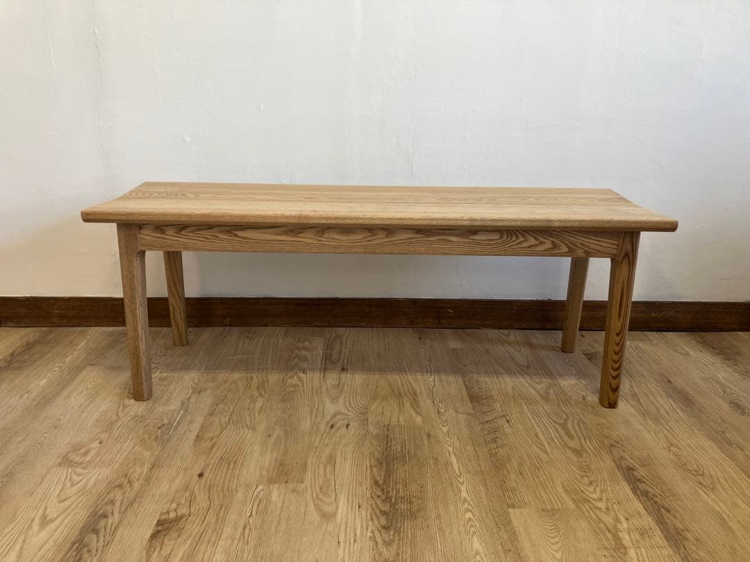 タモ無垢材　ベンチ　オイル仕上げ　新品