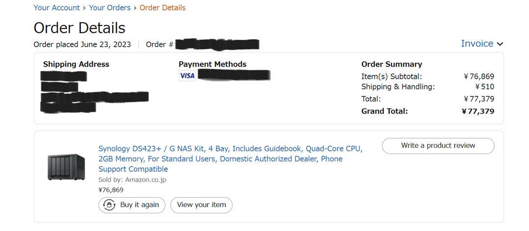 Synology DS423+ NAS 4ベイ + HDD